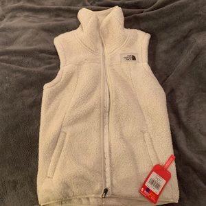 Cream Fuzzy Northface Vest